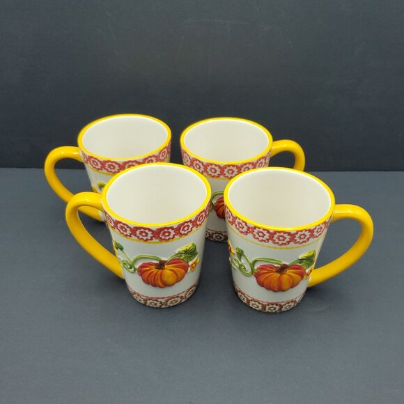 Temp-Tations Pumpkin Patch Mugs Temptations Embossed Pumpkins Coffee Mugs - Picture 2 of 9